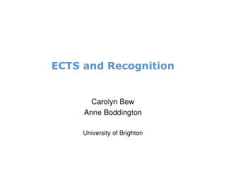 ECTS and Recognition