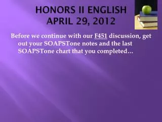 HONORS II ENGLISH APRIL 29 , 2012