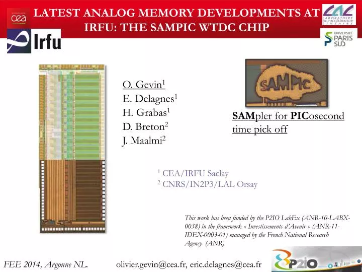 latest analog memory developments at irfu the sampic wtdc chip