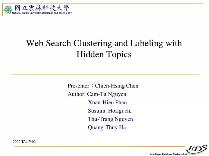 web search clustering and labeling with hidden topics