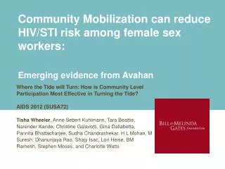 Community Mobilization can reduce HIV/STI risk among female sex workers: