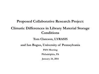 Proposed Collaborative Research Project: