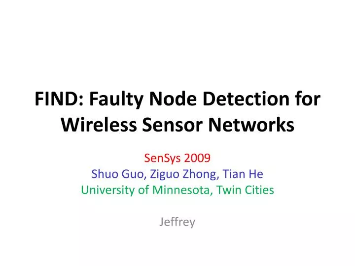 find faulty node detection for wireless sensor networks
