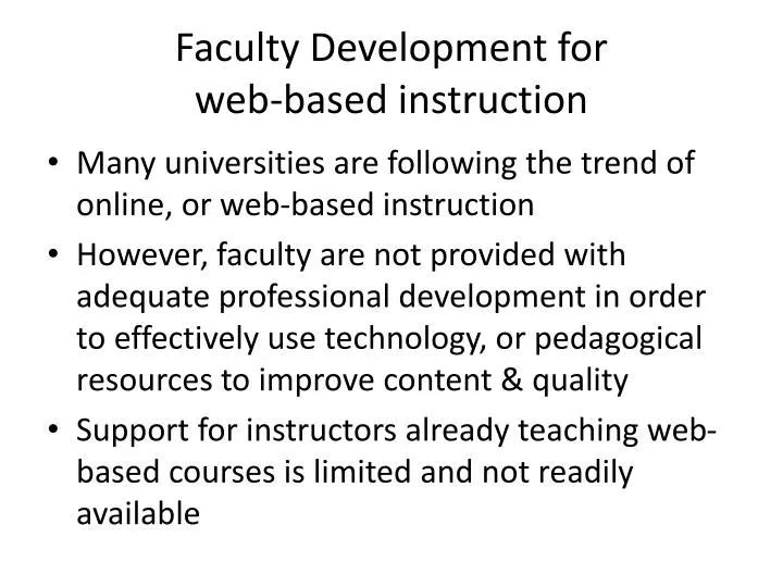 faculty development for web based instruction