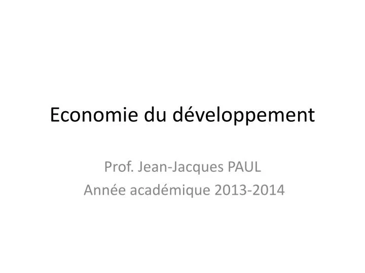 economie du d veloppement