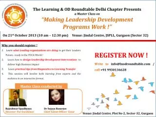The Learning &amp; OD Roundtable Delhi Chapter Presents a Master Class on