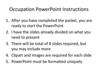 Occupation PowerPoint Instructions