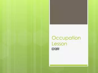 Occupation Lesson