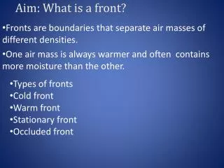 Aim: What is a front?