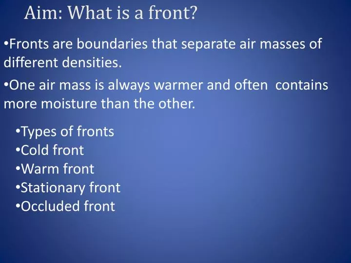 aim what is a front