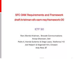 SFC OAM Requirements and Framework draft-krishnan-sfc-oam-req-framework-00 IETF 90