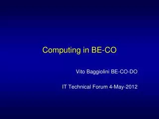 Computing in BE-CO