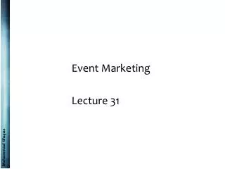 Event Marketing Lecture 31