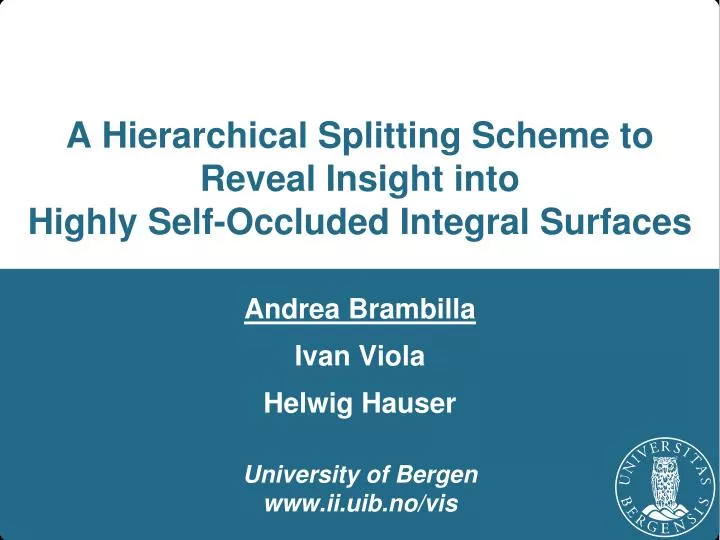 a hierarchical splitting scheme to reveal insight into highly self occluded integral surfaces