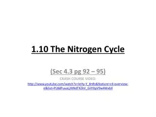 1.10 The Nitrogen Cycle