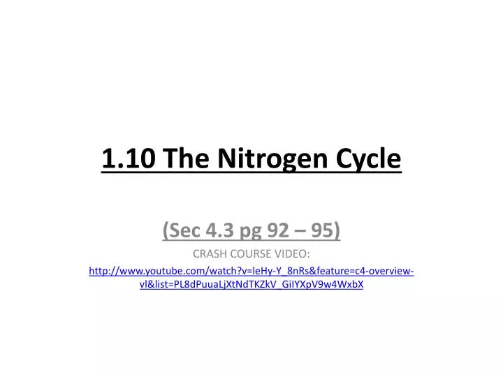 1 10 the nitrogen cycle