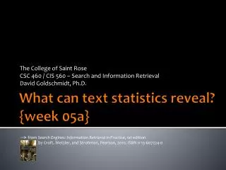 What can text statistics reveal? { week 05a}