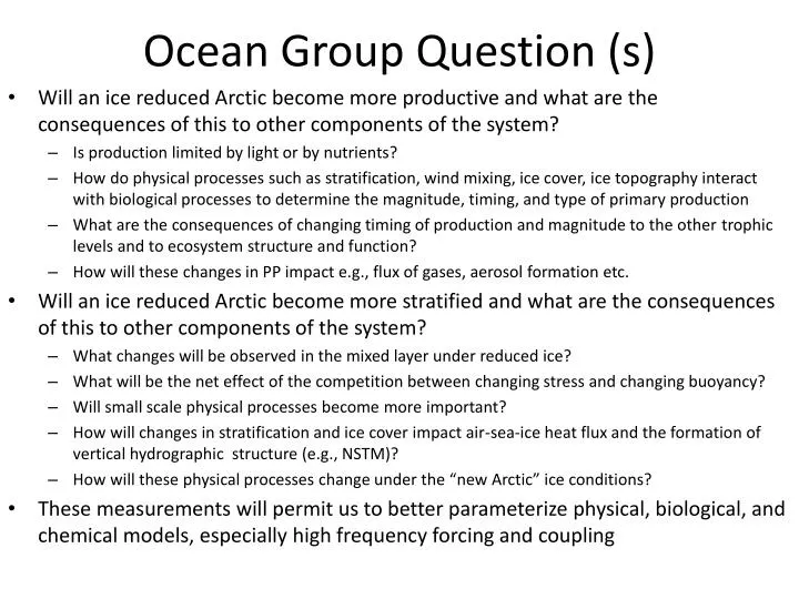 ocean group question s