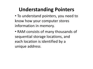 Understanding Pointers