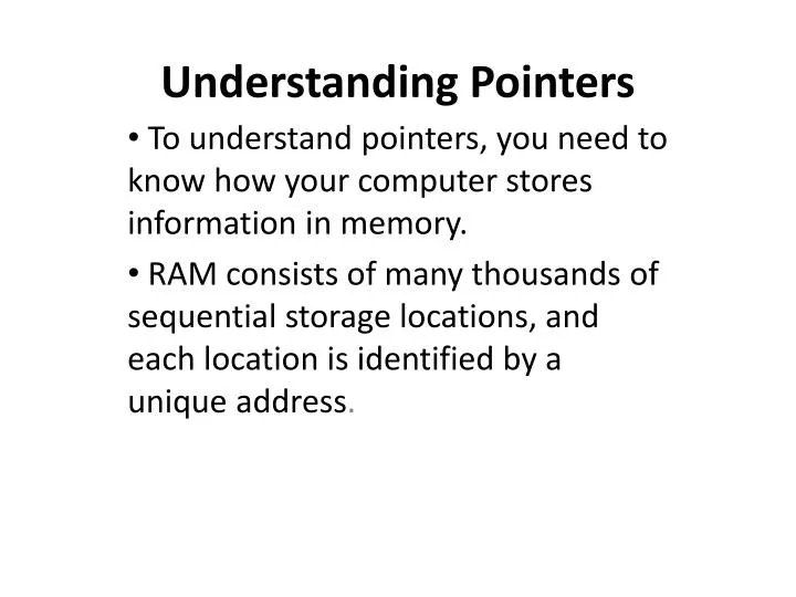 understanding pointers