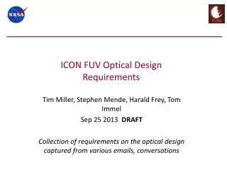 ICON FUV Optical Design Requirements
