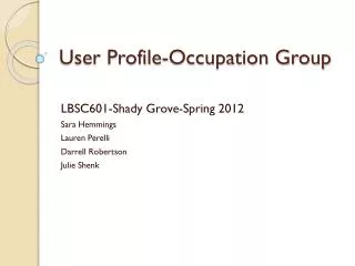 User Profile-Occupation Group