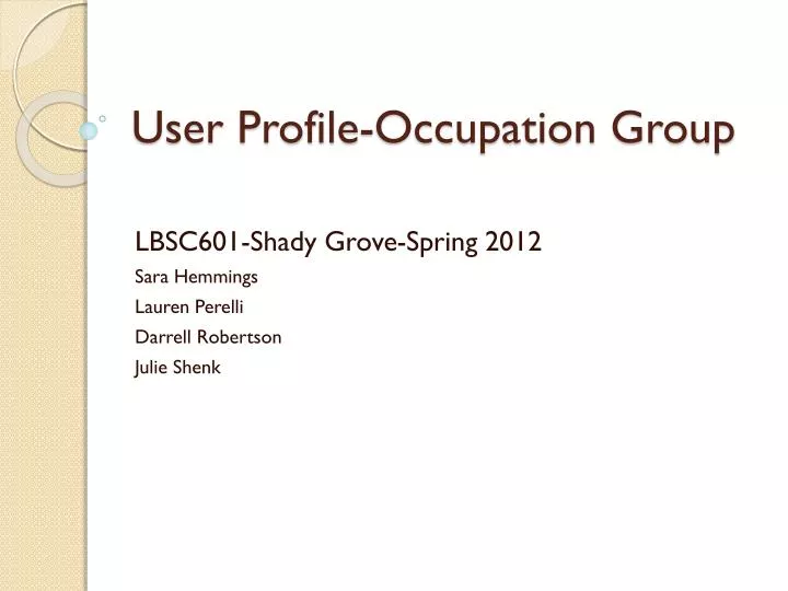 user profile occupation group
