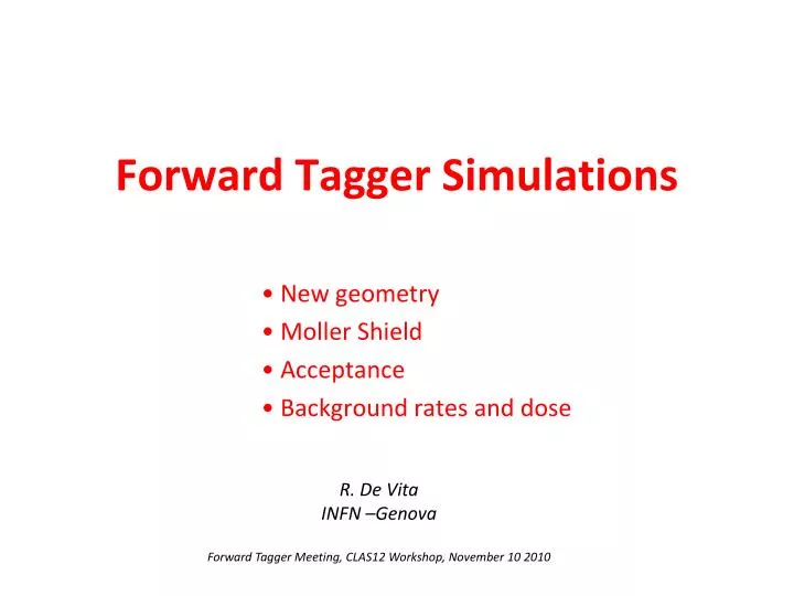 forward tagger simulations