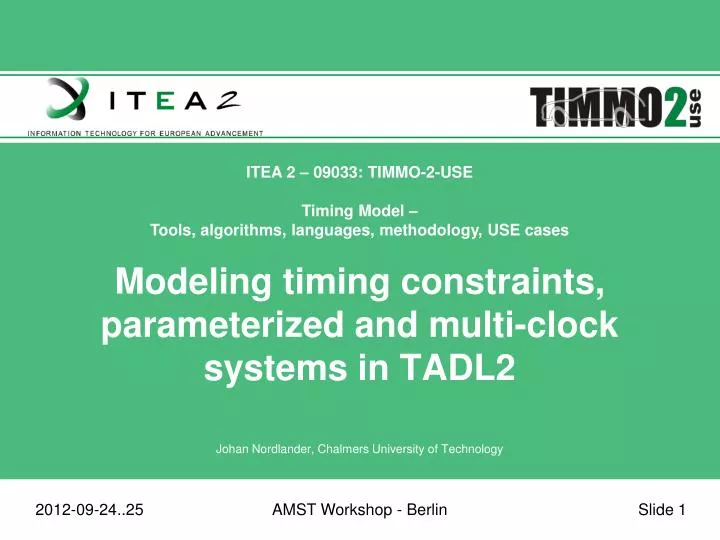 modeling timing constraints parameterized and multi clock systems in tadl2
