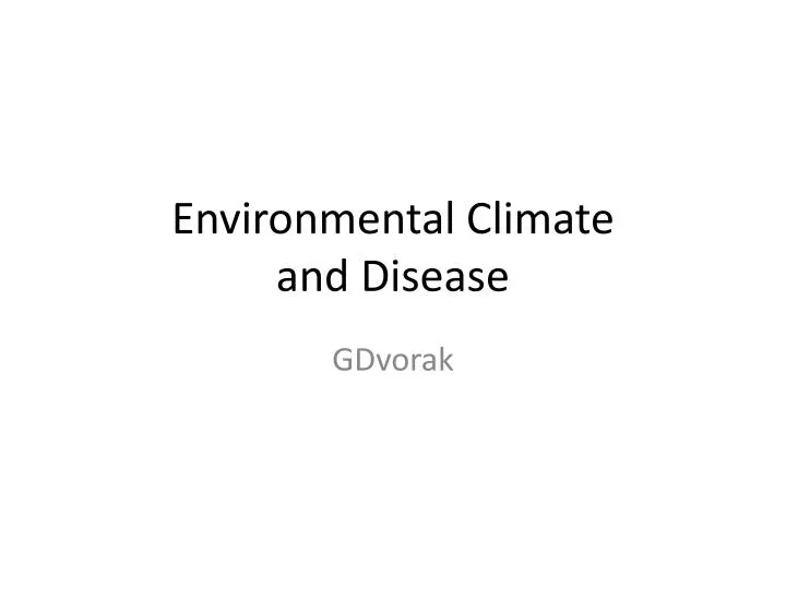 environmental climate and disease