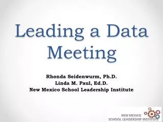 Leading a Data Meeting