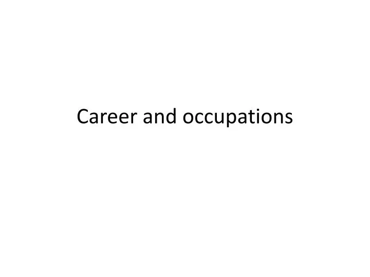 career and occupations