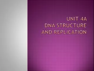 Unit 4A DNA Structure and replication