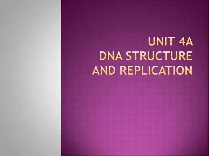unit 4a dna structure and replication