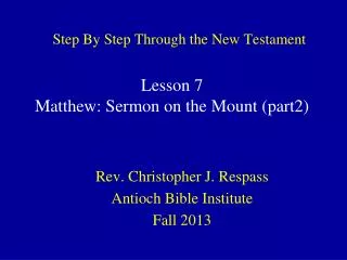 Step By Step Through the New Testament