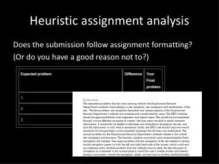 Heuristic assignment analysis