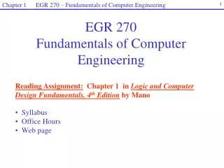 EGR 270 Fundamentals of Computer Engineering