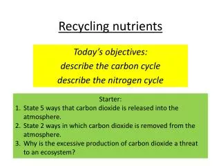 Recycling nutrients