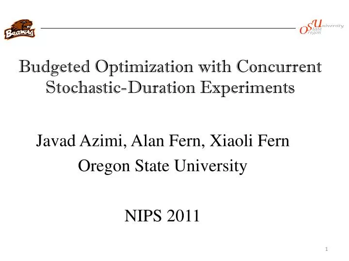 budgeted optimization with concurrent stochastic duration experiments