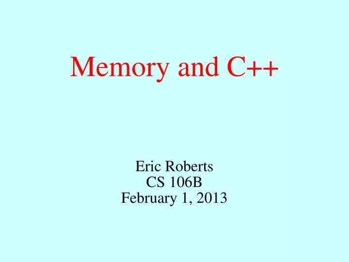 memory and c
