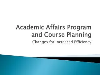 Academic Affairs Program and Course Planning