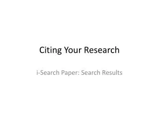 Citing Your Research