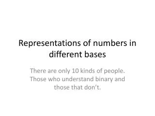 Representations of numbers in different bases