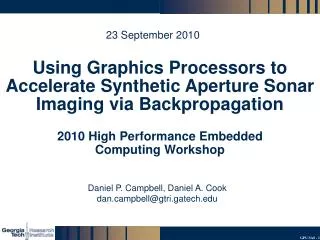 Using Graphics Processors to Accelerate Synthetic Aperture Sonar Imaging via Backpropagation
