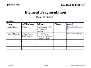 Element Fragmentation