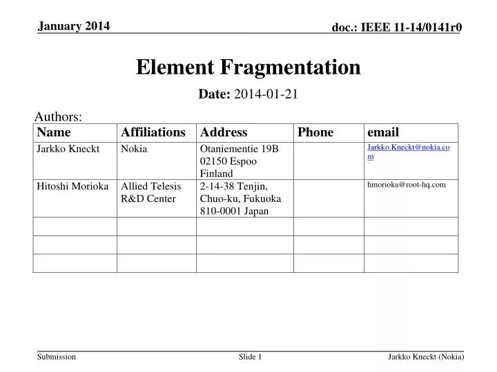 element fragmentation