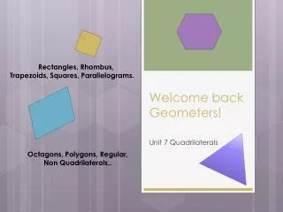 Welcome back Geometers!