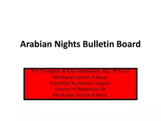 Arabian Nights B ulletin Board