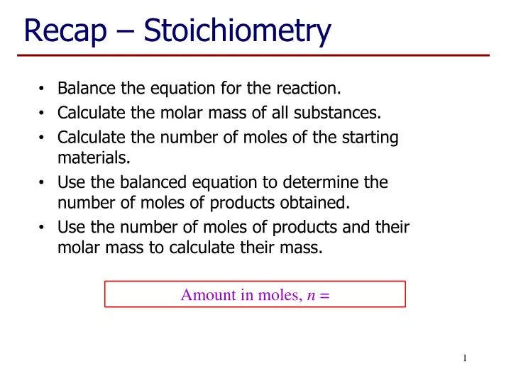 recap stoichiometry