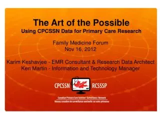 The Art of the Possible Using CPCSSN Data for Primary Care Research